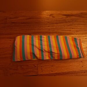 Striped Multicolor Bandeau Top - Yellow, Pink, Teal, Orange